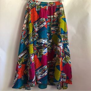 Diane Gilman 100% Silk Multi-Color Vintage Maxi Skirt, size 3X.